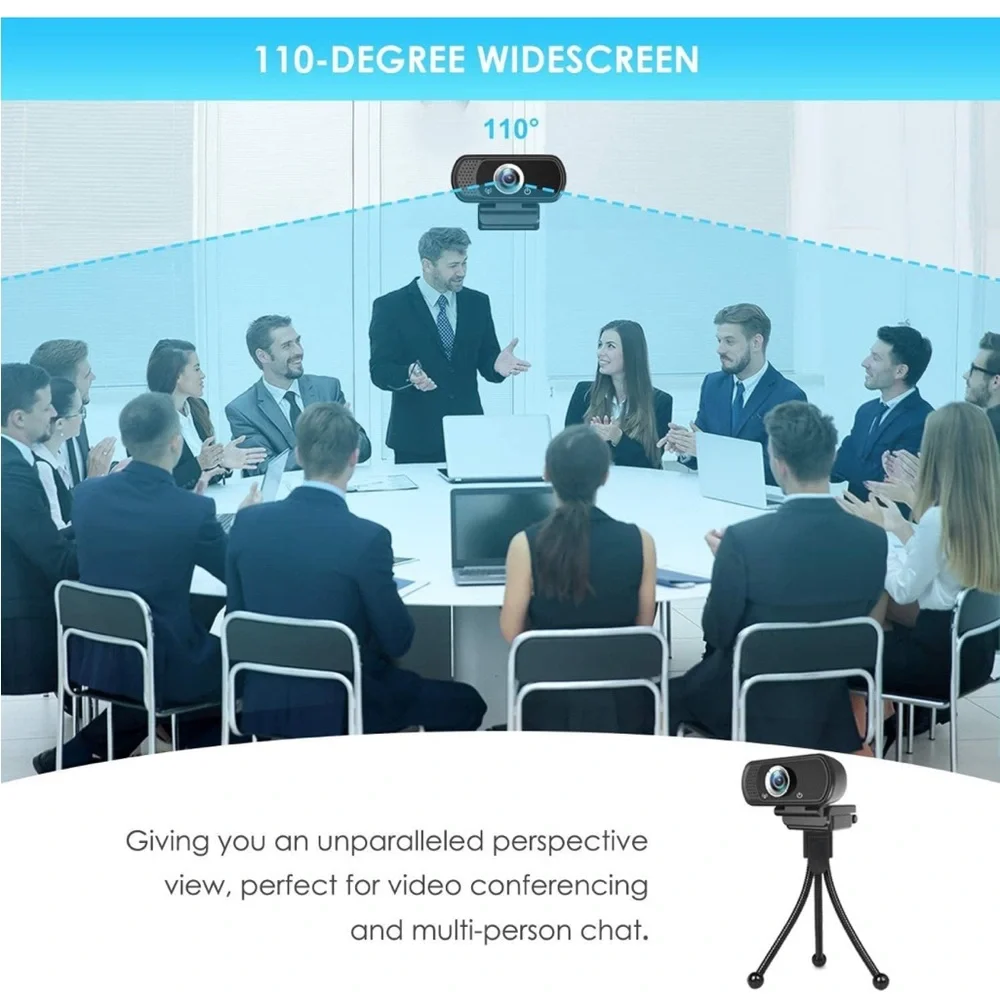 Full HD 1080P Webcam with Privacy Shutter and‎ Tripod, Pro Streaming Web Camera
